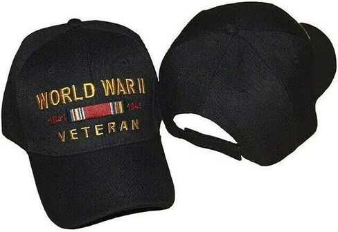 Trade Winds Embroidered Black World War 2 II Veteran with Dates Military Baseball Cap Hat in Saudi Arabia