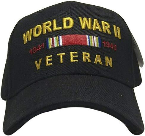 Trade Winds Embroidered Black World War 2 II Veteran with Dates Military Baseball Cap Hat in Saudi Arabia