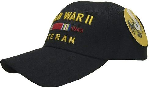 Trade Winds Embroidered Black World War 2 II Veteran with Dates Military Baseball Cap Hat in Saudi Arabia