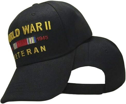 Trade Winds Embroidered Black World War 2 II Veteran with Dates Military Baseball Cap Hat in Saudi Arabia