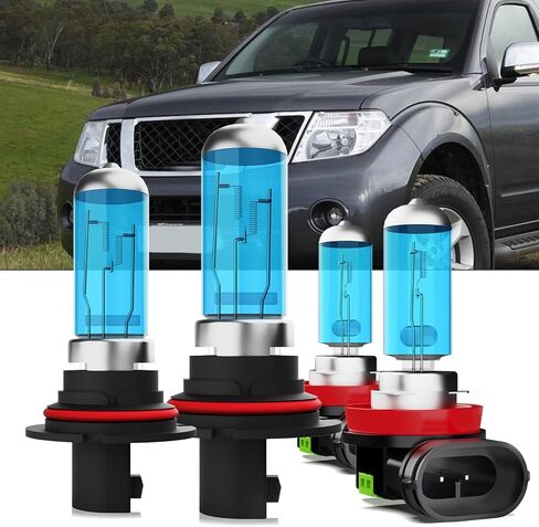 Upgraded Halogen Headlight Bulbs Fit For Nissan Pathfinder 2017-2020,H11/H8/H9 High Beam H11/H8/H9 Low Beam High Performance Headlights,6000K White,Plug n Play,4-Pack in Kuwait