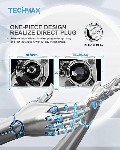 مجموعة مصابيح إضاءة TECHMAX 9005+9006، مصابيح ضباب HB3+HB4 مع مروحة 600% ساطعة 6500K إدخال لاسلكي مباشر، حزمة من 4 in Kuwait