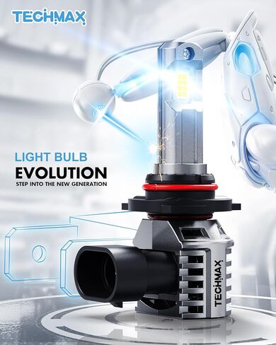 مجموعة مصابيح إضاءة TECHMAX 9005+9006، مصابيح ضباب HB3+HB4 مع مروحة 600% ساطعة 6500K إدخال لاسلكي مباشر، حزمة من 4 in Kuwait