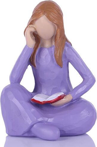 Reader Statue Book Lover Decorative Gift, Pink Female Reading Sculpture, Suitable for Readers, Students, Teachers, and Book Lovers to Decorate Office Bookshelves, Coffee Tables, and Book Corners. in Saudi Arabia