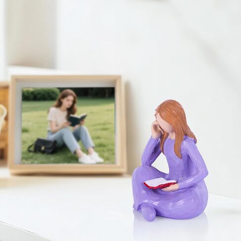 Reader Statue Book Lover Decorative Gift, Pink Female Reading Sculpture, Suitable for Readers, Students, Teachers, and Book Lovers to Decorate Office Bookshelves, Coffee Tables, and Book Corners. in Saudi Arabia