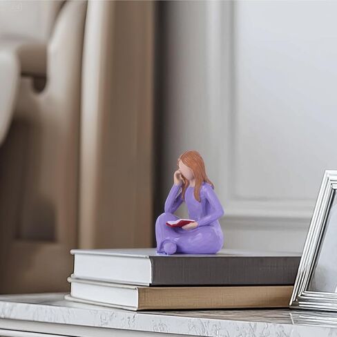 Reader Statue Book Lover Decorative Gift, Pink Female Reading Sculpture, Suitable for Readers, Students, Teachers, and Book Lovers to Decorate Office Bookshelves, Coffee Tables, and Book Corners. in Saudi Arabia