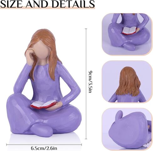 Reader Statue Book Lover Decorative Gift, Pink Female Reading Sculpture, Suitable for Readers, Students, Teachers, and Book Lovers to Decorate Office Bookshelves, Coffee Tables, and Book Corners. in Saudi Arabia
