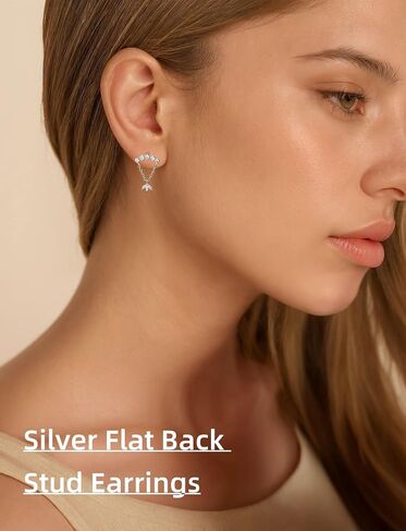 Dainty Flat Back Earrings, 14K Gold Cute Stud Cartilage Earrings with S925 Sterling Silver Post, Hypoallergenic Flatback Earrings for Women Helix Earrings Jewelry in Saudi Arabia