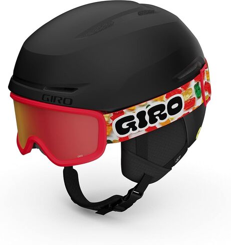 خوذة تزلج Giro Spur Combo Pack - خوذة التزلج على الجليد مع نظارات مطابقة باللون الوردي اللامع/مكعبات سوداء وردية لامعة مقاس S (52-55.5 سم) in Saudi Arabia