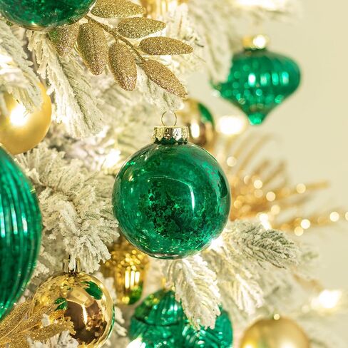 KI Store Mercury Glass Christmas Ornaments Set of 8 Champagne Gold Hanging Christmas Balls Finials for Christmas Tree Decoration Holiday Décor in Kuwait
