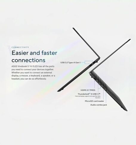 Asus Vivobook S 14 AI OLED LAPTOP ، Intel Core Ultra 5 226V ، Intel ARC Graphics ، Copilot+ AI ، RGB Backlit KB ، Wi-Fi 7 ، 2x Thunderbolt 4 ، Win11 ، W/Mousepad (16GB RAM | 1TB SSD) in Kuwait