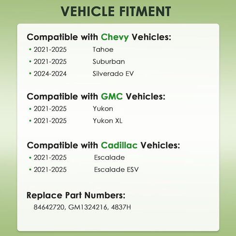 زجاج مرآة بديل لجانب الركاب - متوافق مع 2021-2025 سوبربان، تاهو، يوكون، يوكون XL، إسكاليد، إسكاليد ESV - مُسخن مع لوحة خلفية، بدون تعتيم تلقائي، 84642721، RH in Kuwait