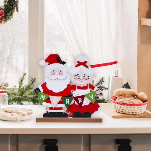 Christmas Decorations for Home Red Coffee Cup Sign Farmhouse Merry Christmas Decor Wooden Rustic Happy Holiday Block Tabletop Xmas Party Décor for Living Room, Dining Table in Saudi Arabia