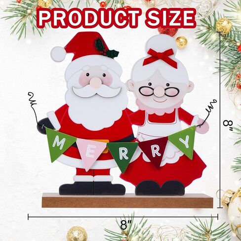 Christmas Decorations for Home Red Coffee Cup Sign Farmhouse Merry Christmas Decor Wooden Rustic Happy Holiday Block Tabletop Xmas Party Décor for Living Room, Dining Table in Saudi Arabia