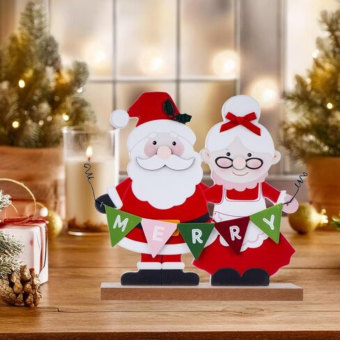 Christmas Decorations for Home Red Coffee Cup Sign Farmhouse Merry Christmas Decor Wooden Rustic Happy Holiday Block Tabletop Xmas Party Décor for Living Room, Dining Table in Saudi Arabia