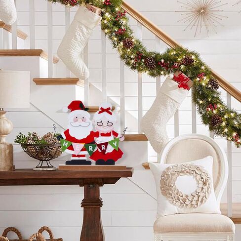 Christmas Decorations for Home Red Coffee Cup Sign Farmhouse Merry Christmas Decor Wooden Rustic Happy Holiday Block Tabletop Xmas Party Décor for Living Room, Dining Table in Saudi Arabia