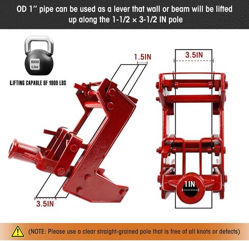 Heavy-Duty Malleable Casting Iron Wall Jack for Lifting Wall Beams Decks and More with Capacity of Lifting 1,000 lbs, Red, Pack of 1 in Saudi Arabia