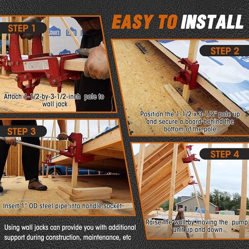 Heavy-Duty Malleable Casting Iron Wall Jack for Lifting Wall Beams Decks and More with Capacity of Lifting 1,000 lbs, Red, Pack of 1 in Saudi Arabia