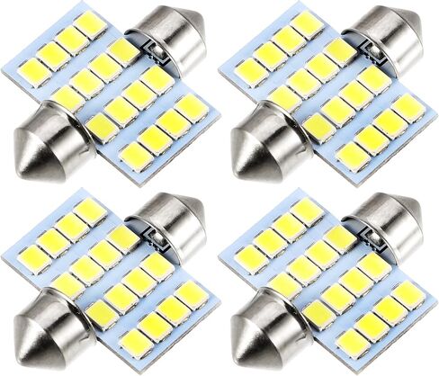 DE3175 DE3021 2835 Chipset 16-SMD 6000K 31mm Car LED Bulb Interior Festoon Door Dome Map Trunk Cargo Courtesy Glove Box Light Bulbs Plastic Aluminum White Light (Set of 4) in Saudi Arabia