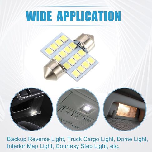 DE3175 DE3021 2835 Chipset 16-SMD 6000K 31mm Car LED Bulb Interior Festoon Door Dome Map Trunk Cargo Courtesy Glove Box Light Bulbs Plastic Aluminum White Light (Set of 4) in Saudi Arabia