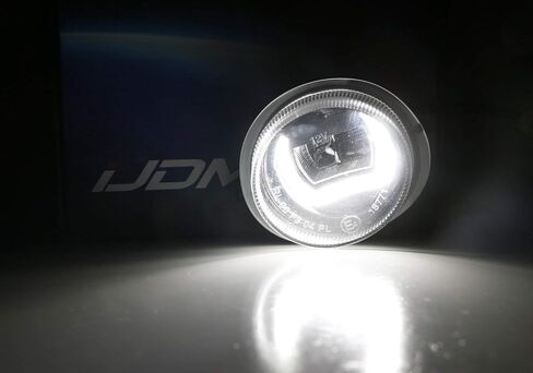 iJDMTOY 2 في 1 مصباح LED نهاري أبيض/مصابيح ضباب متوافقة مع Mazda 2 3 6 CX-5 CX-7 MX-5 وما إلى ذلك، (2) مصابيح LED XB-D كمصابيح ضباب و(1) حلقة هالة بنمط DTM 10 وات مثل DRL in Saudi Arabia