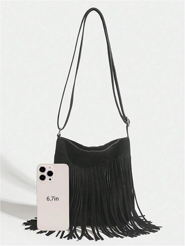 GORGLITTER Women's Western Fringe Bag Cowgirl Purse Faux Suede Crossbody Bag with Tassel in Saudi Arabia