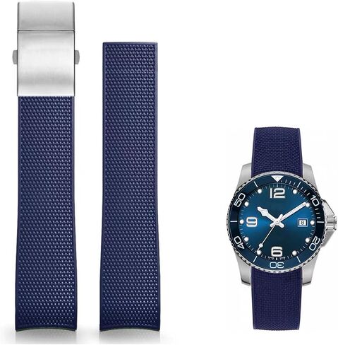 FARDAS 21mm Rubber Watch Band for Longines Master/Conquest/HydroConquest, Soft Durable Replacement Strap with Deployment Clasp, Fits 41mm 43mm Dials in Saudi Arabia