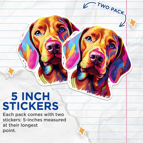 (عبوتان) ملصقات سلالات الكلاب Vizsla - 5 بوصات على الجانب الأطول - اختر من بين أكثر من 100 سلالة كلب - للسيارات والشاحنات وألواح التزلج وأجهزة الكمبيوتر المحمولة - صنع في الولايات المتحدة الأمريكية - BMCS1969 in Kuwait