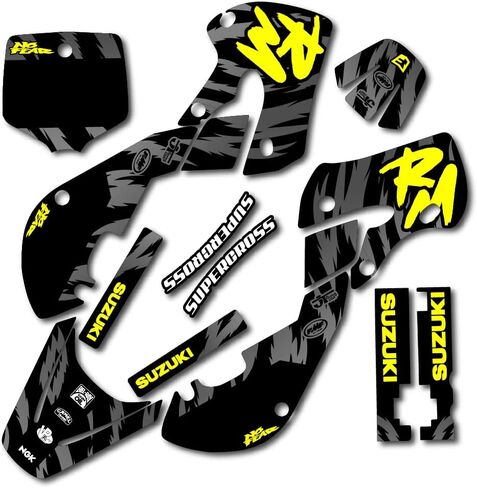 Black Yellow Fierce Graphics Kit Fits 01-21 Suzuki RM65 RM 65 Decal Kit in Saudi Arabia