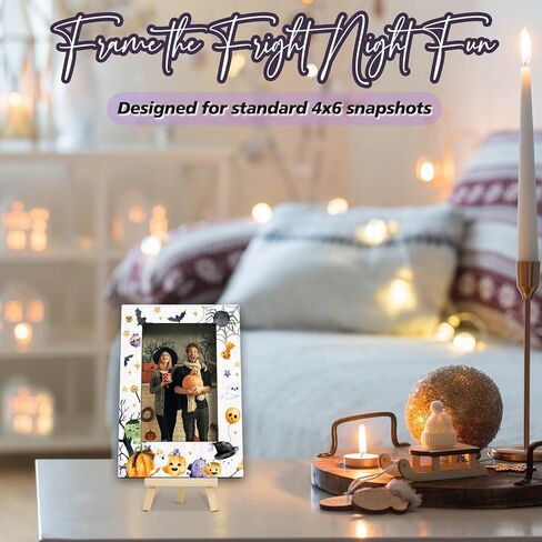 Happy Halloween Photo Frame, 4x6 Spooky Ghost Wooden Picture Frames for Home Office Desk Decor, Fun Halloween Gifts for Friend Boys and Girls -A02 in Kuwait