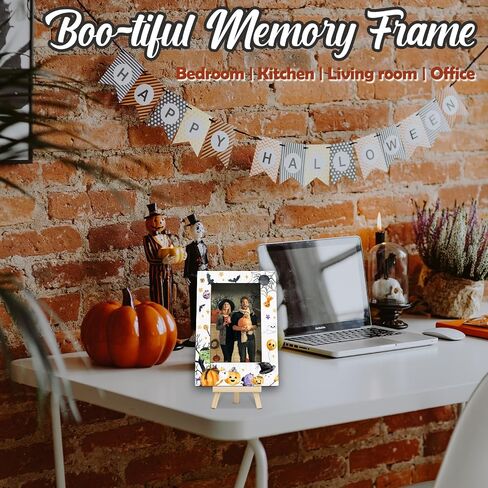 Happy Halloween Photo Frame, 4x6 Spooky Ghost Wooden Picture Frames for Home Office Desk Decor, Fun Halloween Gifts for Friend Boys and Girls -A02 in Kuwait