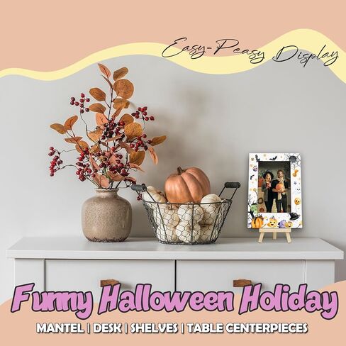 Happy Halloween Photo Frame, 4x6 Spooky Ghost Wooden Picture Frames for Home Office Desk Decor, Fun Halloween Gifts for Friend Boys and Girls -A02 in Kuwait