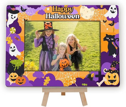 Happy Halloween Photo Frame, 4x6 Spooky Ghost Wooden Picture Frames for Home Office Desk Decor, Fun Halloween Gifts for Friend Boys and Girls -A02 in Kuwait
