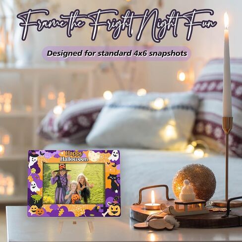 Happy Halloween Photo Frame, 4x6 Spooky Ghost Wooden Picture Frames for Home Office Desk Decor, Fun Halloween Gifts for Friend Boys and Girls -A02 in Kuwait