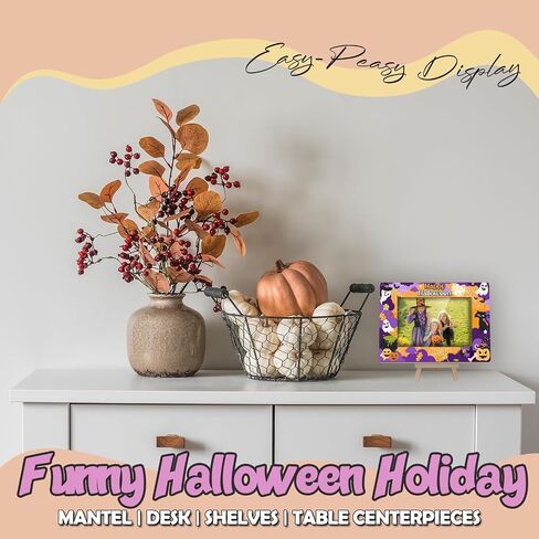 Happy Halloween Photo Frame, 4x6 Spooky Ghost Wooden Picture Frames for Home Office Desk Decor, Fun Halloween Gifts for Friend Boys and Girls -A02 in Kuwait