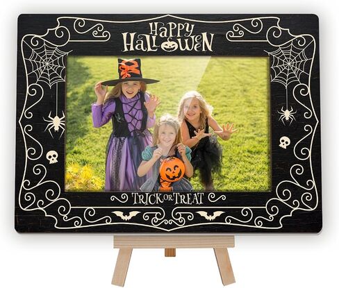 Happy Halloween Photo Frame, 4x6 Spooky Ghost Wooden Picture Frames for Home Office Desk Decor, Fun Halloween Gifts for Friend Boys and Girls -A02 in Kuwait