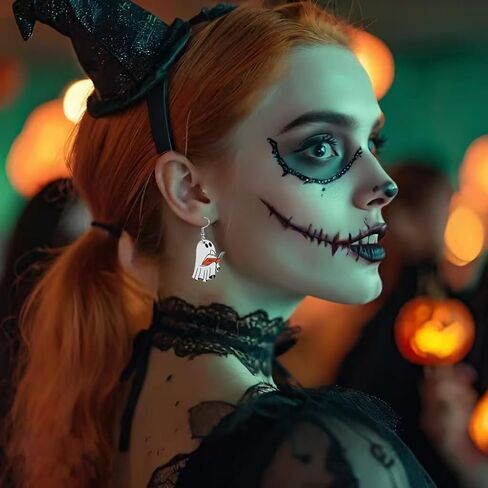 أقراط الهالوين للنساء، أقراط متدلية على شكل هيكل جمجمة مخيف على شكل نجمة القمر والقطط من أجل ديكورات حفلات الهالوين in Kuwait