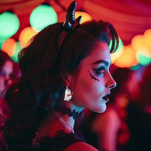 أقراط الهالوين للنساء، أقراط متدلية على شكل هيكل جمجمة مخيف على شكل نجمة القمر والقطط من أجل ديكورات حفلات الهالوين in Kuwait