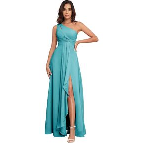 فساتين وصيفة العروس بكتف واحد للنساء من الشيفون فستان سهرة رسمي طويل مكشكش لحفلات الزفاف 2025 in Kuwait