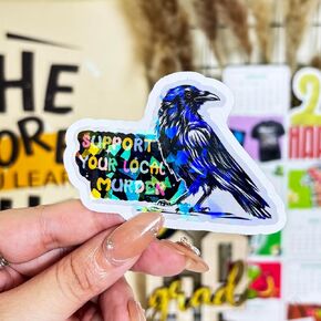3 Pcs Support Your Local Murder Crow Sticker, Halloween Raven Stickers and Decals, Murder of Crows - Vinyl Sticker 3 Inches for Water Bottles Laptop Phone Car Ski Helmet in Kuwait