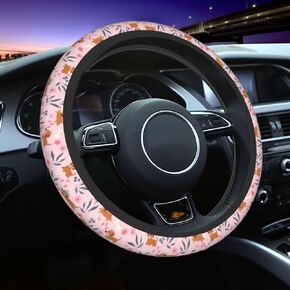 Cute Dog Flower Steering Wheel Cover for Women & Girls, Soft Anti-Slip Grip, Breathable Stretchy Rubber, 15 Inch Universal Fit Car Accessory for Cars, SUVs & Trucks in Saudi Arabia