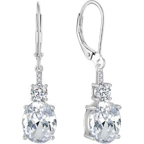 Oval Dangle Drop Earrings for Women 925 Sterling Silver Leverback Earrings Birthstone Jewelry Gifts for Her in Saudi Arabia