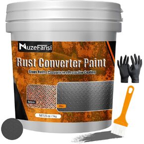 طلاء محول الصدأ باللون الرمادي 35 أونصة - طلاء 2 في 1 مقاوم للصدأ ومعدن أساسي، طلاء مضاد للصدأ، طلاء لمنع الصدأ، معالجة صدأ السيارة، مانع صدأ معدني، مزيل صدأ للسيارات والأدوات in Kuwait