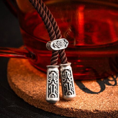 COPPERTIST.WU PuShou حبل قلادة طول قابل للتعديل مع حلقة القفز النحاسية 3 مم عرض 90 سم طول للنساء والرجال (فضي، نحاسي، قطن) in Saudi Arabia