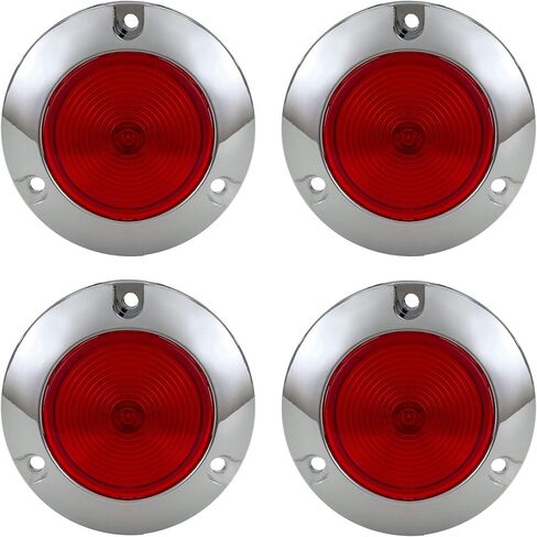 LONG HAUL Red/Red 2" Round Semi Truck Marker Light DOT Surface Mount Clearance/Marker LED with Chrome Bezel (6 Pack) in Kuwait