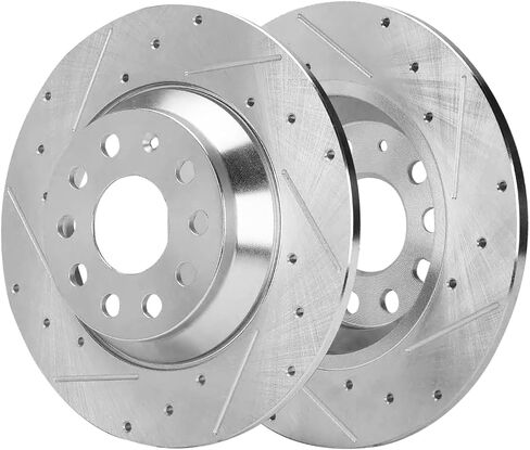 Detroit Axle - Rear Brake Rotors for VW Tiguan Jetta Audi Q3 TT Quattro Drilled and Slotted Disc Brake Rotors Replacement : 11.81" inch Brakes Rotors in Saudi Arabia