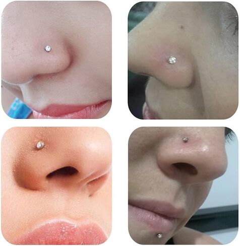 20G Nose Rings 316L Surgical Stainless Steel Ring Studs L Shaped Studs Rings CZ Nose Jewelry for Men Women in Saudi Arabia