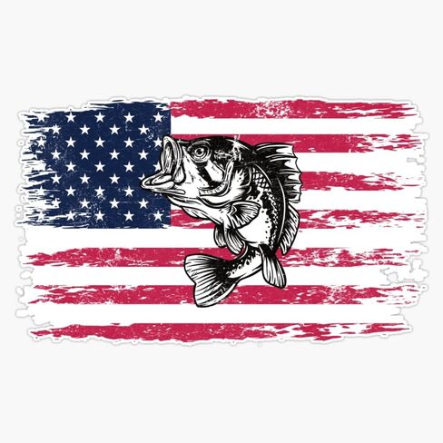 Bass Fishing Distressed American Flag Sticker Bumper Sticker Vinyl Decal 5" in Saudi Arabia