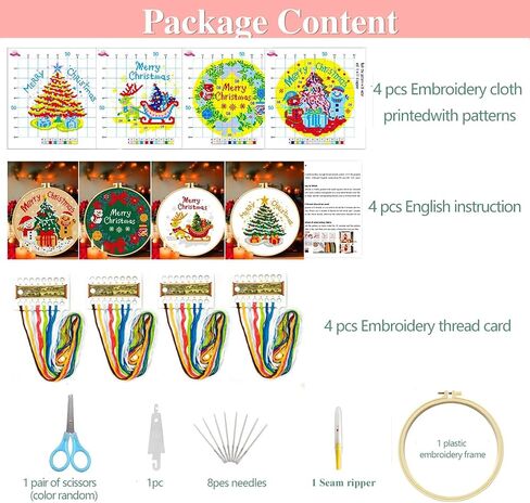 Zhenqing 11 Count Stamped Cross Stitch Kits for Adults, Christmas 4 Designs in Saudi Arabia
