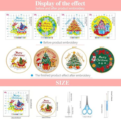 Zhenqing 11 Count Stamped Cross Stitch Kits for Adults, Christmas 4 Designs in Saudi Arabia
